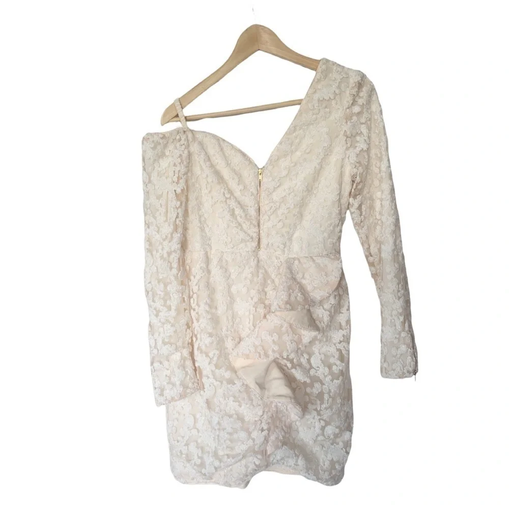 Nwt Self-Portrait Sequin Ruffle Mini Dress Ivory - Picture 6 of 15